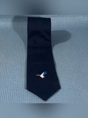 Flying Scotsman Duck Vintage Necktie Navy Blue Mallard Acrylic